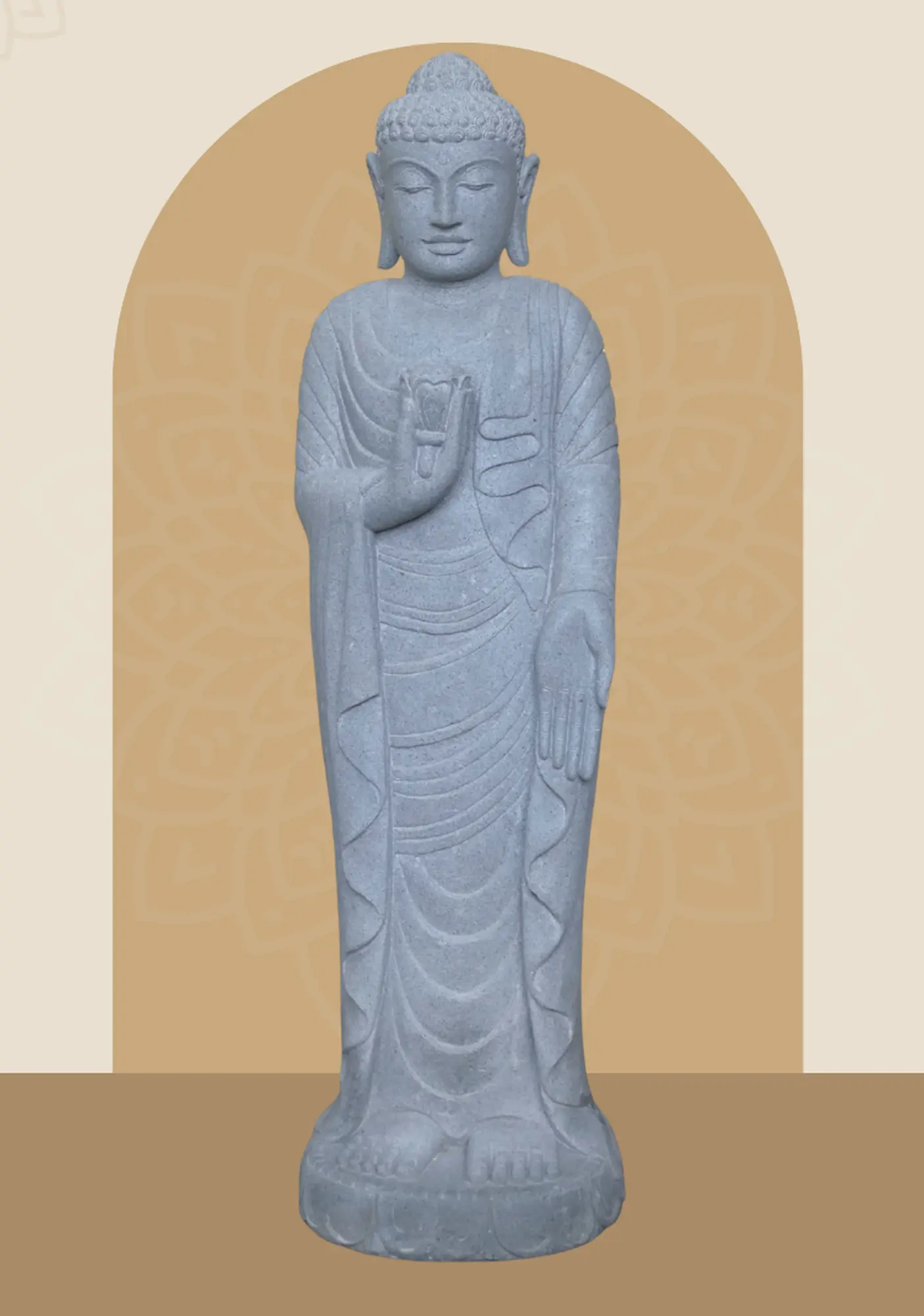  Product image 1 of the product “Standing Buddha with Lotus Flower, ca. 123 cm H ”